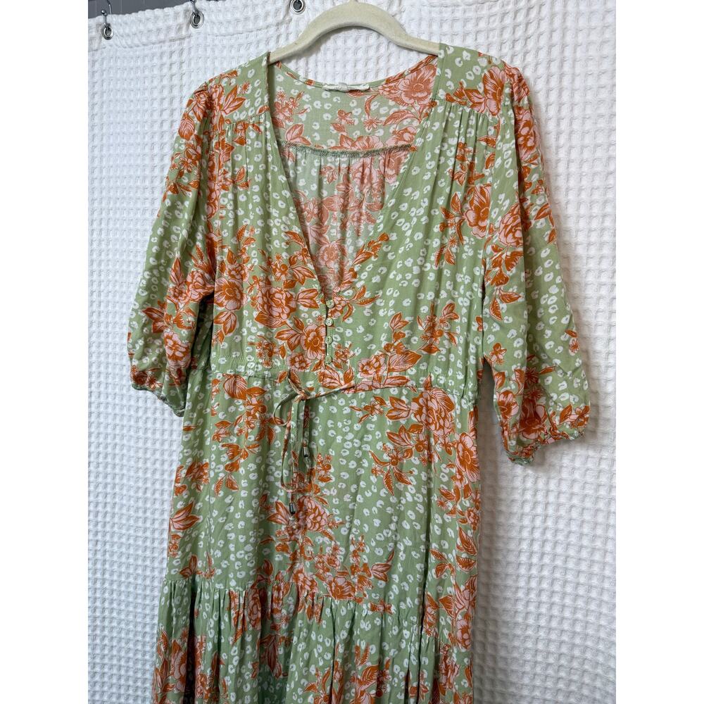 Anthropologie Abel The Label Green Orange Maxi Dress Sz M - Picture 4 of 7